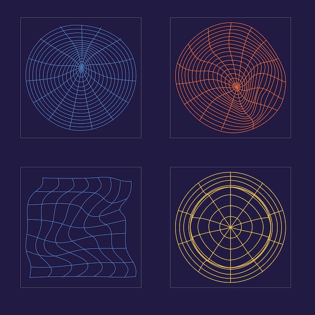 Conjunto de activos gráficos vectoriales Figuras posmodernas geométricas de moda Iconos planos minimalistas