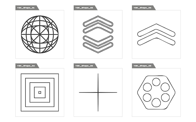 Conjunto de activos gráficos vectoriales figuras posmodernas geométricas de moda plantillas para carteles de notas