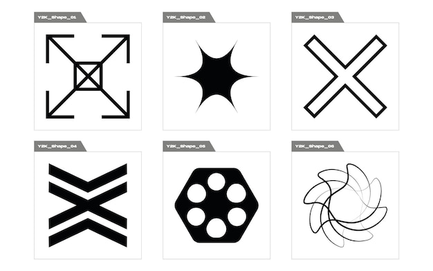 Conjunto de activos gráficos vectoriales Formas de estrellas y flores de brutalismo para camisetas modernas diseñadas