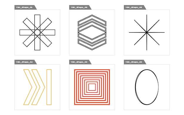 Conjunto de activos gráficos vectoriales Gran colección de símbolos geométricos gráficos abstractos Iconos minimalistas planos