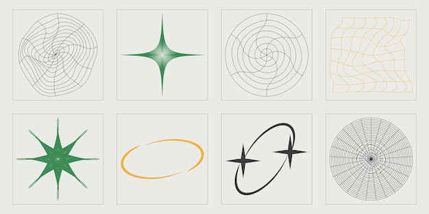 Conjunto de activos gráficos vectoriales Gran colección de símbolos geométricos gráficos abstractos Plantillas para carteles de notas