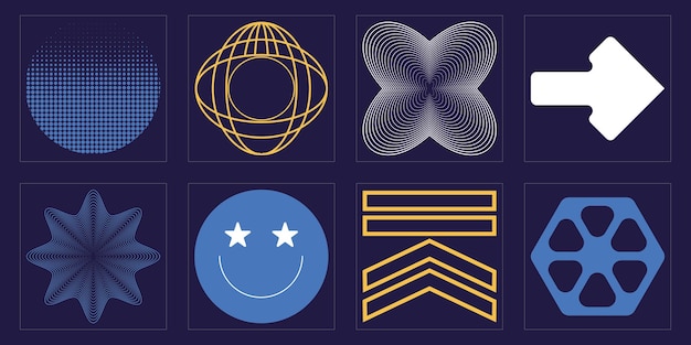 Conjunto de activos gráficos vectoriales Gran conjunto de objetos retro para diseño Elementos para decoración gráfica