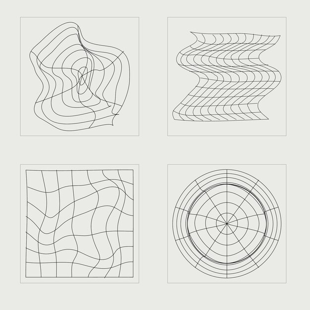 Vector conjunto de activos de gráficos vectoriales gran conjunto de objetos retro para el diseño formas abstractas modernas