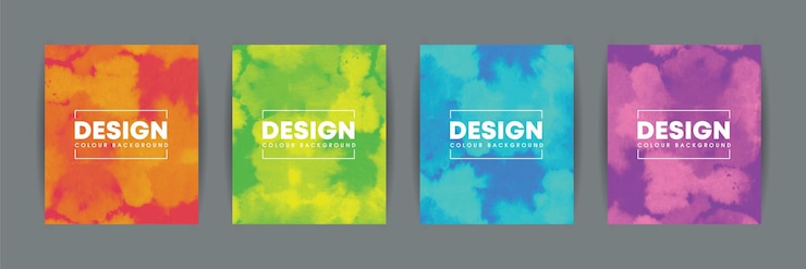 Conjunto de acuarela abstracta o fondo de efecto teñido en una combinación de colores de moda