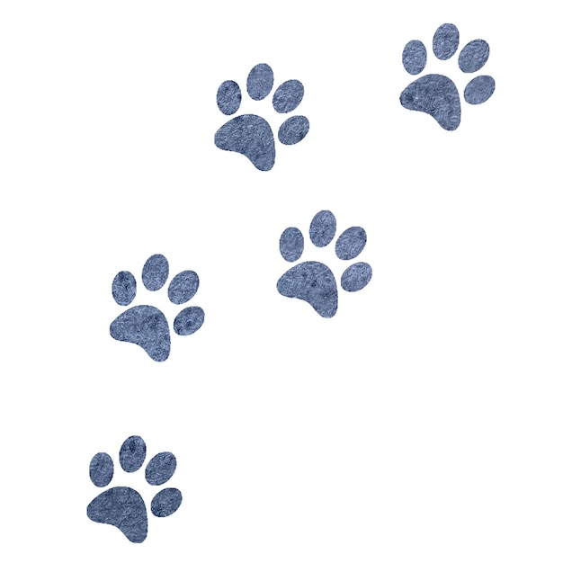Conjunto de acuarela de animales de acuarela negra Huellas de pata de mascotas