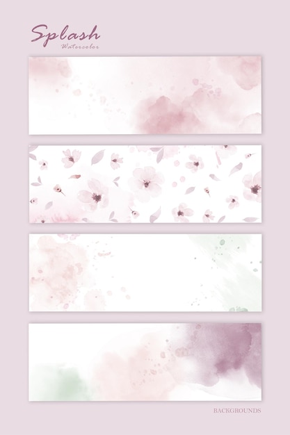 Conjunto de acuarela rosa pastel para fondo horizontal. vector artístico de la mancha utilizado como elemento en el diseño decorativo.