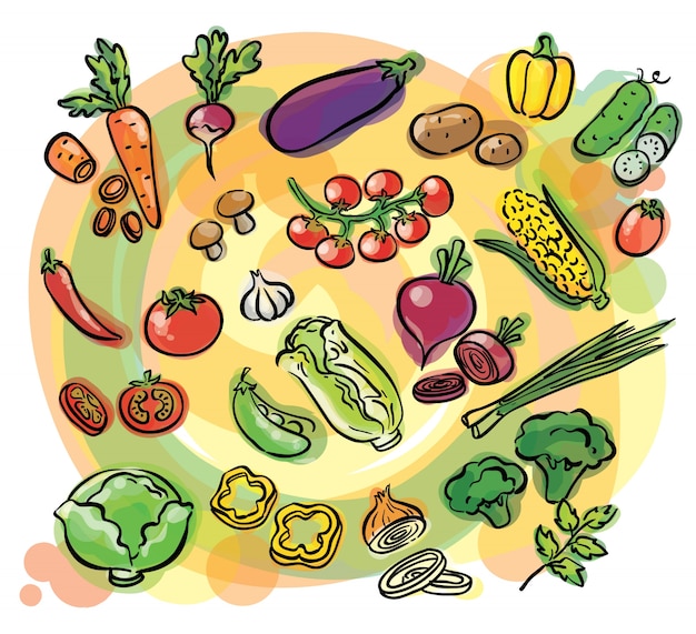 Vector conjunto de acuarela de verduras