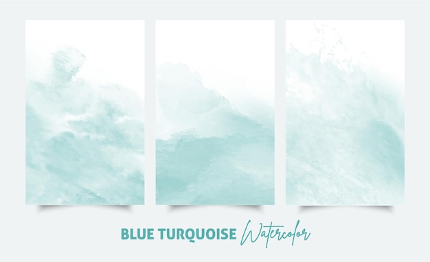 Un conjunto de acuarelas acuarelas azul turquesa pastel