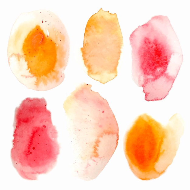 Conjunto de acuarelas hermosas manchas vectoriales pictóricas