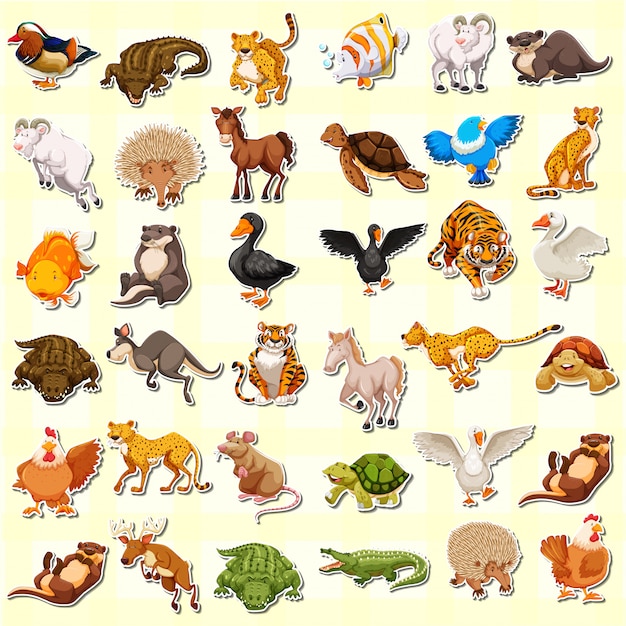 Vector conjunto de adhesivo animal.