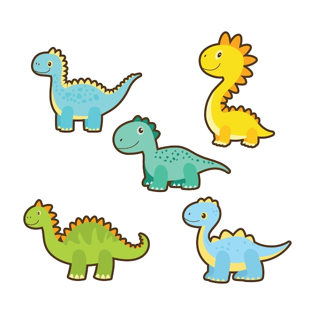 Conjunto de adhesivos de personajes de dibujos animados de dinosaurios