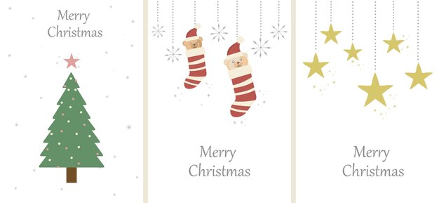 Conjunto de adorables tarjetas de Navidad para imprimir