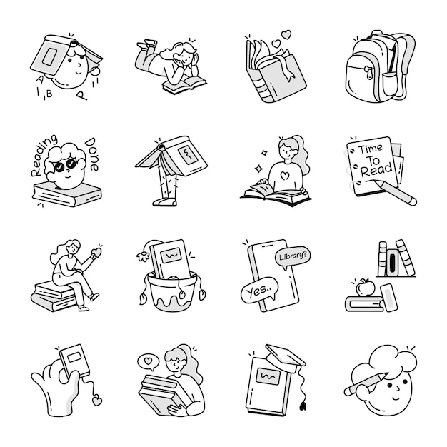 Conjunto de adoradores de personajes iconos de Doodle