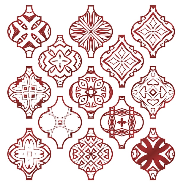 Conjunto de adorno de azulejos arabescos navideños