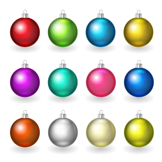 Conjunto de adornos de adorno de bola de decoración realista 3D colorido feliz Navidad
