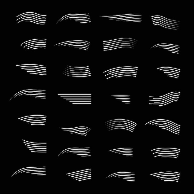 Conjunto de adornos de diseño dibujados a mano Elementos de diseño de garabatos de acento Florecer Acento SIlhouette