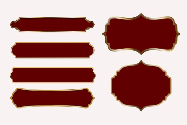 Conjunto de adornos de etiqueta islámica de oro rojo