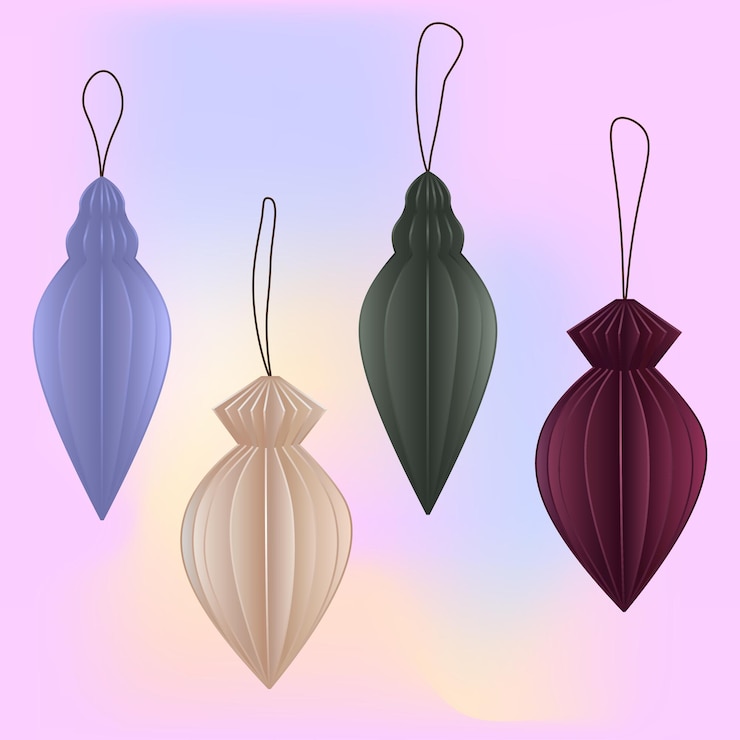 Conjunto de adornos de farolillos navideños para el árbol de Navidad