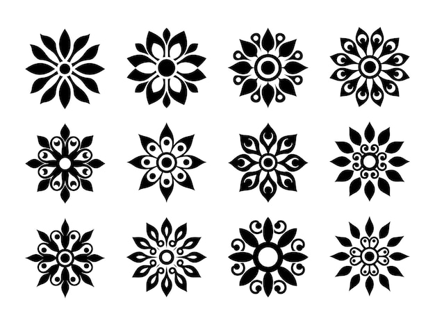 Conjunto de adornos florales vectoriales y elementos decorativos