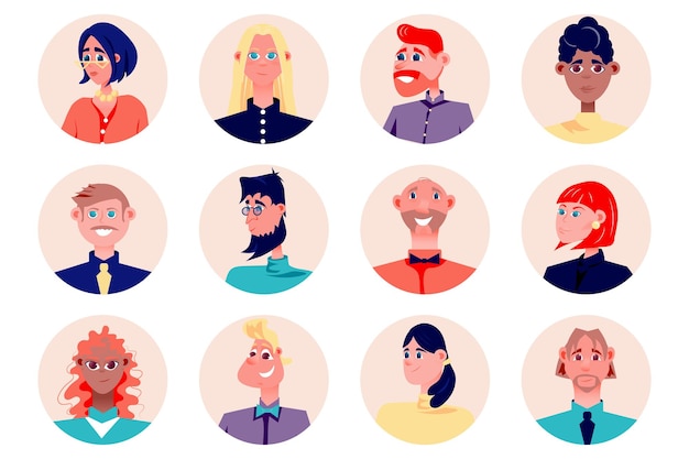 Conjunto aislado de avatares de personas de negocios