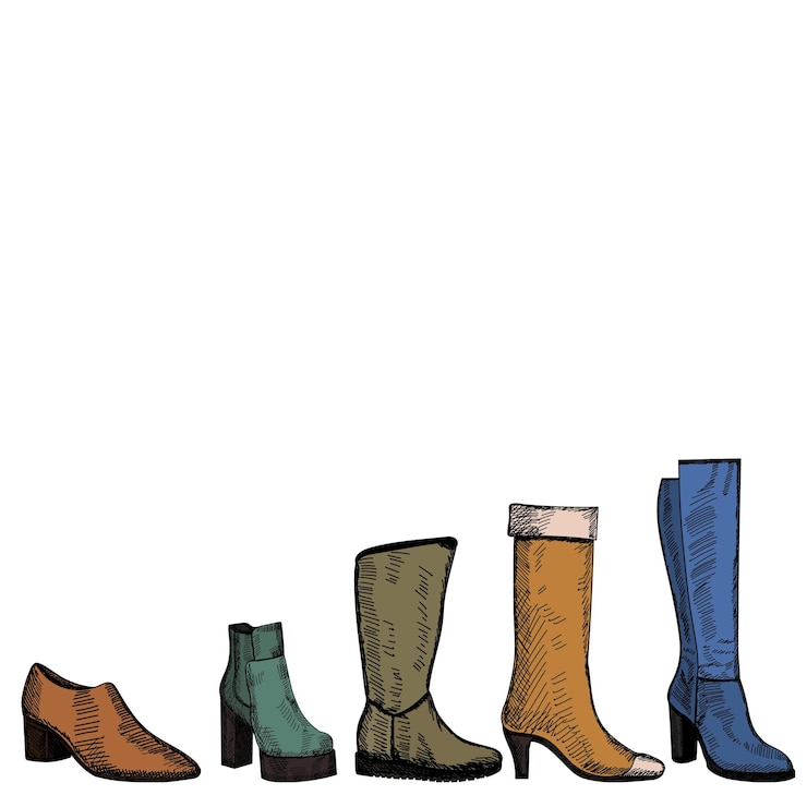 Vector conjunto aislado de bosquejo de botas