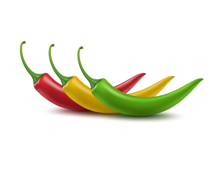 Vector conjunto de ají picante rojo amarillo verde
