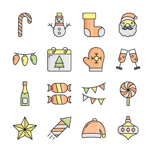 Un conjunto de alegres iconos de Navidad perfectos para el diseño web gráficos de redes sociales o vacaciones el