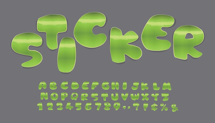 Vector conjunto alfabético de símbolos en forma de pegatinas.