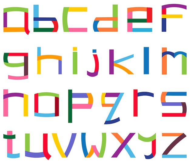 Conjunto de alfabetos coloridos en minúsculas