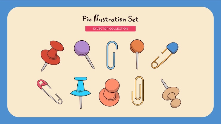Vector conjunto de alfileres de ilustración