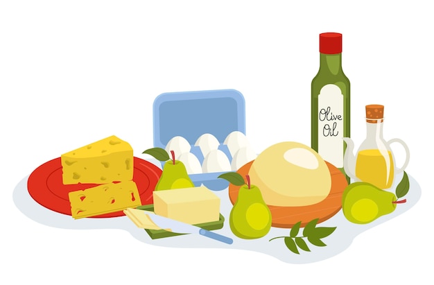 conjunto, de, alimentos, ingredientes, para, fresco, hornada, vector, gráfico