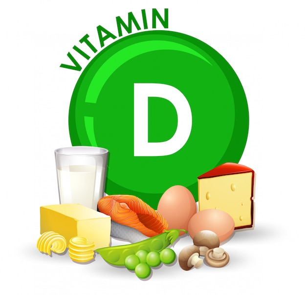 Un conjunto de alimentos con vitamina d