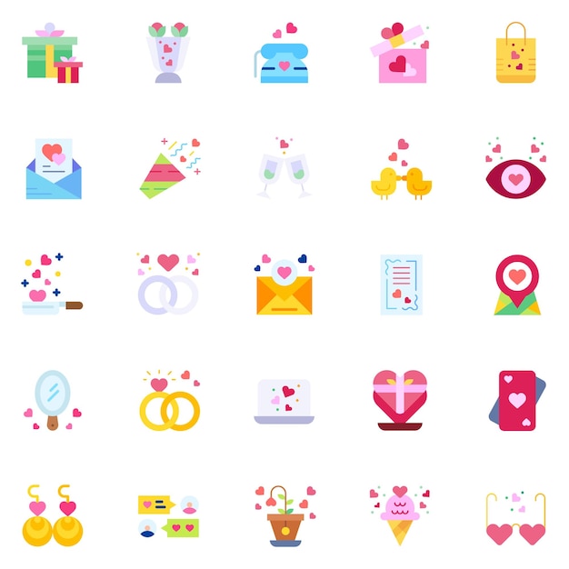 conjunto, de, amor, iconos, vector, ilustración