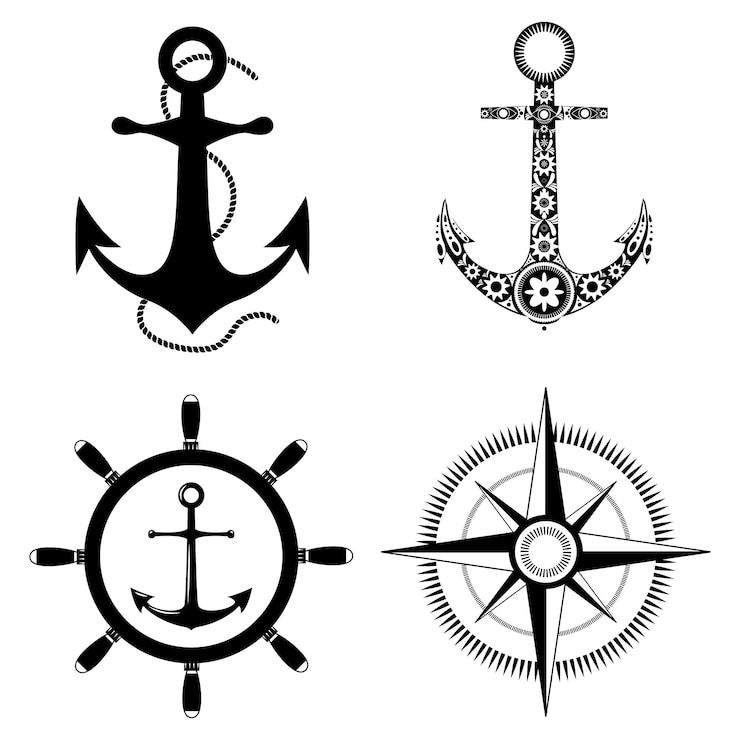 Vector conjunto de anclajes vectoriales plantilla de diseño de etiquetas y logotipos ilustración vectorial