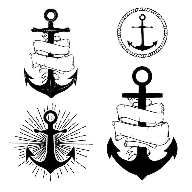 Conjunto de anclajes vectoriales Plantilla de diseño de etiquetas y logotipos Ilustración vectorial