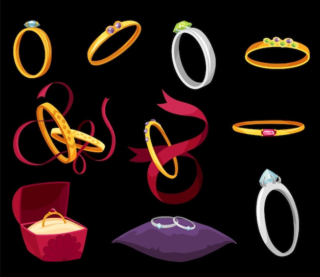 Conjunto de anillos de boda Anillos de joyería diferentes Símbolos de compromiso Joyas de oro para propuesta de matrimonio Señales de matrimonio ¿quieres casarte conmigo?