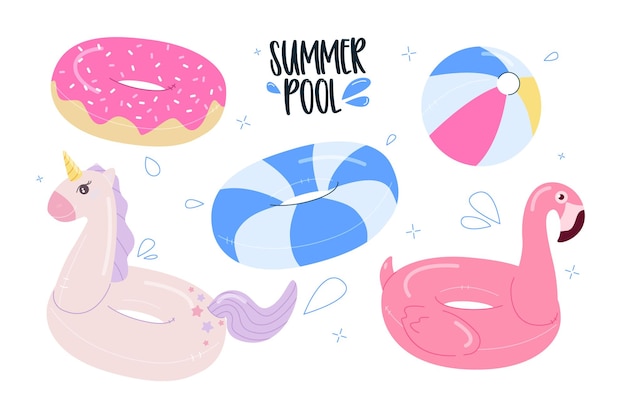 Conjunto de anillos de goma Varios tipos de piscinas inflables y al aire libre Children039s círculos de dibujos animados de goma