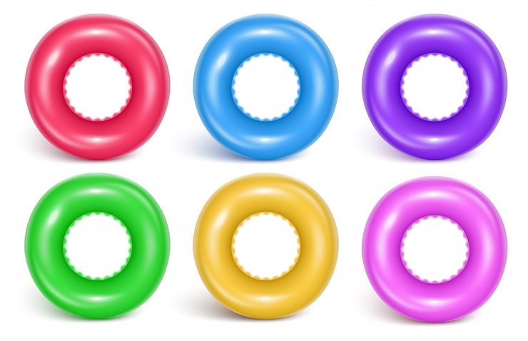 Vector conjunto de anillos inflables de natación.
