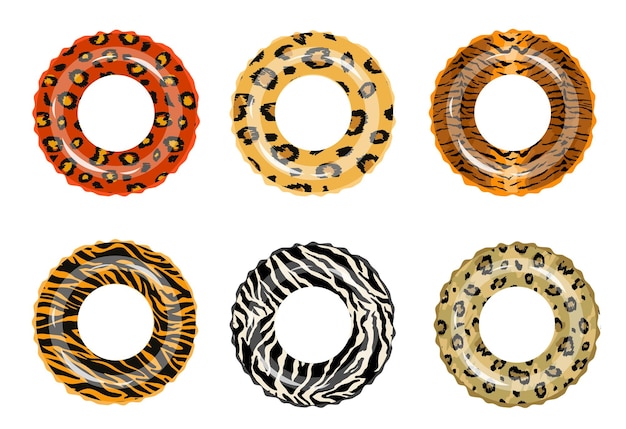 Conjunto de anillos de natación Juguete de goma inflable Círculo de natación de vista superior para piscina de mar oceánico Lifebuoy colorido