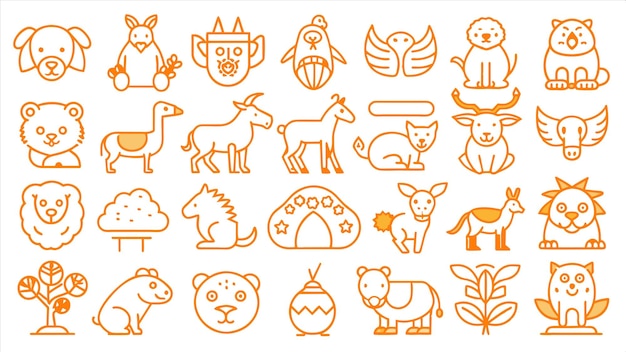 un conjunto de animales y animales del año nuevo