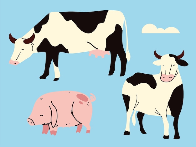 Vector conjunto de animales de cultivo