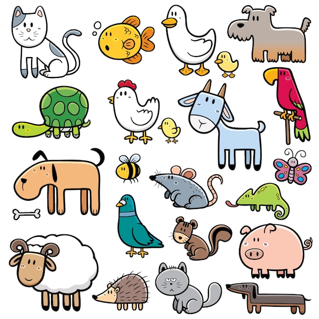 Vector conjunto de animales de dibujos animados