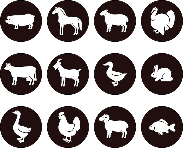 Conjunto de animales de granja. Vector