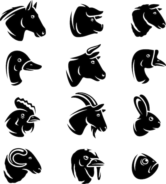 Conjunto de animales de granja Vector
