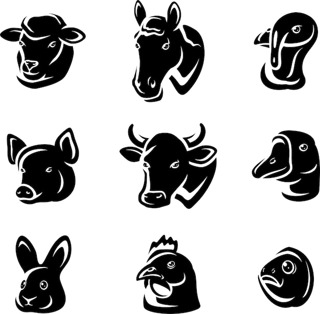 Conjunto de animales de granja Vector