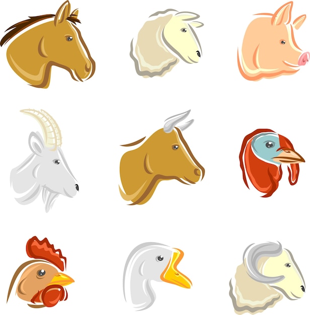 Conjunto de animales de granja Vector
