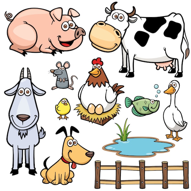 Vector conjunto de animales de granja