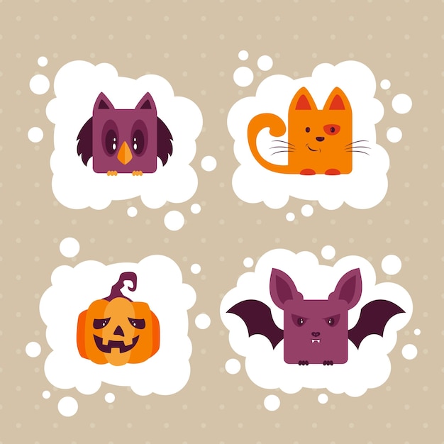 Vector conjunto de animales de halloween