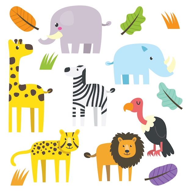 Conjunto de animales lindos serie de dibujos animados