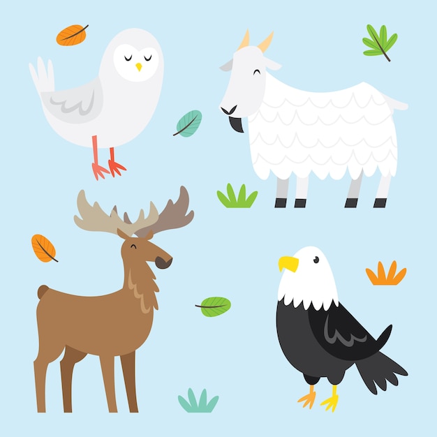 Vector conjunto de animales lindos serie de dibujos animados